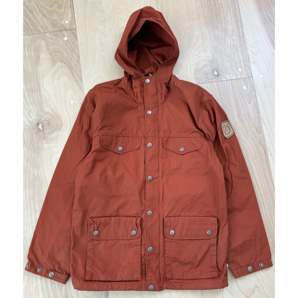 Fjallraven G-1000 Greenland Jacket Men's XS Orange Outdoor Hooded Chore Coat